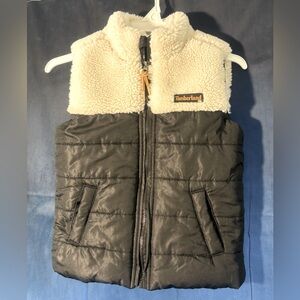Toddler’s Black and Beige Timberland Puff Vest